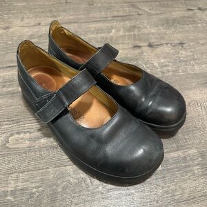 Black Leather Mary Jane Flats